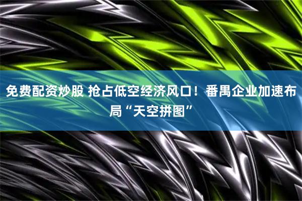 免费配资炒股 抢占低空经济风口！番禺企业加速布局“天空拼图”